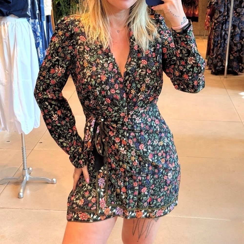 FARM Rio Black Floral Romper Size M